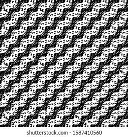 Flecked pattern with wavy or zigzag oblique stripes, with a mixture of black and white. Rough blanket texture. Cotton towel.