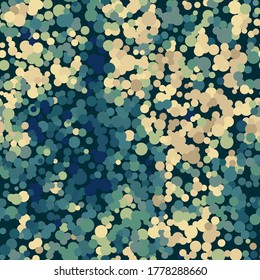 Flecktarn camouflage seamless pattern background. Classic clothing style masking camo repeat textile print. Blue green marine colors texture. Vector illustration.