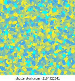 Flecktarn-Tarnkamera auf nahtlosem Musterhintergrund. Ukrainische Flagge farbene Kleidung Masking Camo wiederholen Textil-Druck. Die Farben Blau und Gelb zeichnen sich durch eine angenehme Konsistenz aus. Vektorgrafik.
