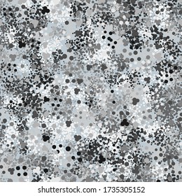 Flecktarn styled camouflage pattern background. Classic clothing style masking camo repeat print. Winter gray colors texture. Vector illustration.