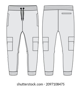 Girls Long Legging fashion flat sketch template. Women Active wear