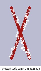 Fleece Gebo, the ancient Scandinavian Fleece. Vector illustration. The letter of the senior futarka. Herbal theme, ivy rune runes. Red runes.
