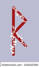 Fleece Raido, the ancient Scandinavian Fleece. Vector illustration. The letter of the senior futarka. Herbal theme, ivy rune runes. Red runes.