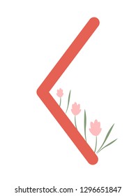 Fleece Scandinavia. Vector illustration of keno rune (kenaz). The symbol of the letter Futhark. Spiritual esoteric. Fleece with leaves and flowers.