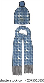FLEECE SCARF MUFFLER WITH MATCHING CAP IN EDITABLE VECTOR FILE 