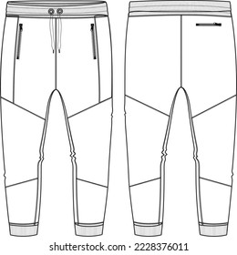 Fleece sweater pant for man (front and back view)