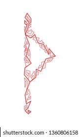 Fleece Thurisaz. Ancient Scandinavian runes. Runes senior futarka. Magic, ceremonies, religious symbols. Predictions and amulets. White background and red ornament