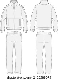 Fleece Tracksuit Front Back Editable Vector Illustration Template