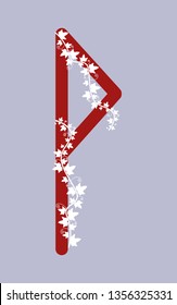 Fleece Wunjo, the ancient Scandinavian Fleece. Vector illustration. The letter of the senior futarka. Herbal theme, ivy rune runes. Red runes.