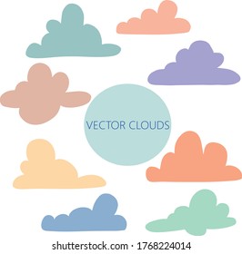 Fleecy vector clouds cute colors