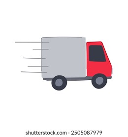 fleet delivery truck cartoon. ing dispatch, route driver, vehicle load fleet delivery truck sign. isolated symbol vector illustration