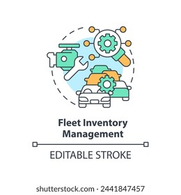 Fleet inventory management multi color concept icon. Vehicle diagnostic, efficiency control. Round shape line illustration. Abstract idea. Graphic design. Easy to use in infographic, presentation