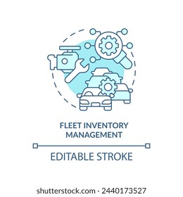 Fleet inventory management soft blue concept icon. Vehicle diagnostic, efficiency control. Round shape line illustration. Abstract idea. Graphic design. Easy to use in infographic, presentation