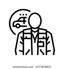 fleet maintenance manager repair worker line icon vector. fleet maintenance manager repair worker sign. isolated contour symbol black illustration