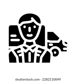 vector de icono de glifo de reparación del administrador de mantenimiento de flota. signo de trabajador de reparación del administrador de mantenimiento de flota. ilustración de símbolo aislado