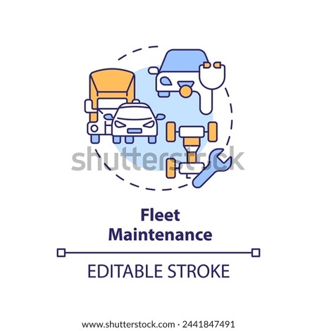 Fleet maintenance multi color concept icon. Vehicle management, inventory control. Round shape line illustration. Abstract idea. Graphic design. Easy to use in infographic, presentation