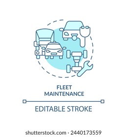 Fleet maintenance soft blue concept icon. Vehicle management, inventory control. Round shape line illustration. Abstract idea. Graphic design. Easy to use in infographic, presentation