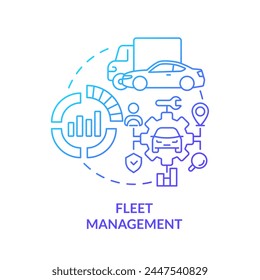 Fleet management blue gradient concept icon. Vehicle maintenance. Operational efficiency. Round shape line illustration. Abstract idea. Graphic design. Easy to use in infographic, presentation