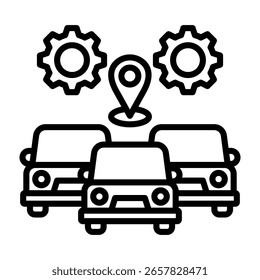Fleet Management Icon Line Vector Illustration