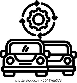 Icono de gestión de flotas Ilustración vectorial de esquema