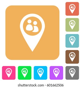 Fleet tracking flat icons on rounded square vivid color backgrounds.