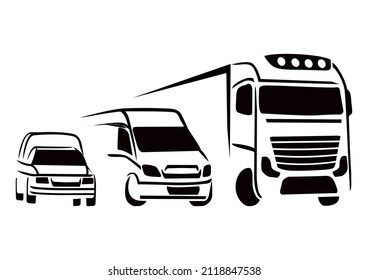 Fleet of various types of vans