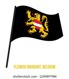 Flemish Brabant Flag Waving Vector Illustration on White Background. Provinces Flags of Belgium.