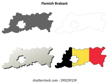 Flemish Brabant (Flanders) outline map set - Belgian version
