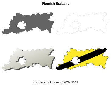 Flemish Brabant (Flanders) outline map set - Flemish version