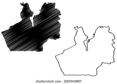 Flensburg city (Federal Republic of Germany, Urban district, Free State of Schleswig-Holstein, Slesvig Holsten) map vector illustration, scribble sketch Flensburg map