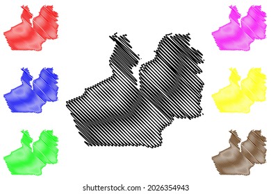 Flensburg city (Federal Republic of Germany, Urban district, Free State of Schleswig-Holstein, Slesvig Holsten) map vector illustration, scribble sketch Flensburg map