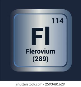 Flerovium Fl icon. Number One Hundred Fourteen. Mass (289) detail. Vector Background.