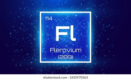 Flerovium. Periodenelement mit dem Symbol Fl. Chemische Elementkarte mit Zahl und Atomgewicht. Design für Bildung, Labor, Wissenschaftsklasse. In: Vector Illustration.