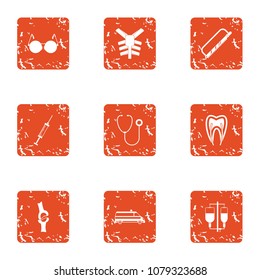 Flesh icons set. Grunge set of 9 flesh vector icons for web isolated on white background