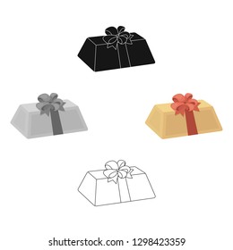 A flesh-colored gift with a red bow. Sweet present.Gifts and Certificates single icon in cartoon style vector symbol stock illustration.