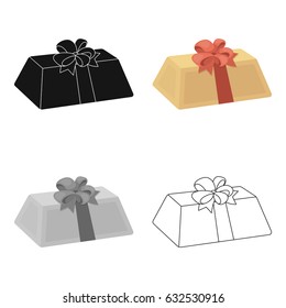 A flesh-colored gift with a red bow. Sweet present.Gifts and Certificates single icon in cartoon style vector symbol stock illustration.