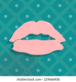 Flesh-colored lips in retro style