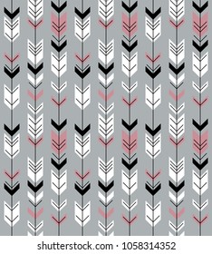 Fletching Arrows Seamless Pattern Grey. Vector.