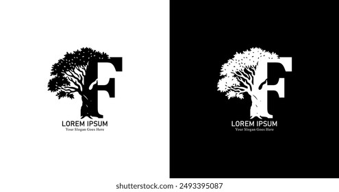 F-letter logo design combined with a tree