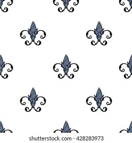 Fleur de Lis background texture. Seamless pattern. Vector illustration