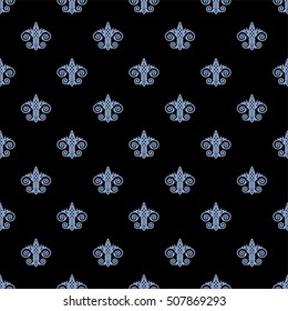 Fleur de Lis background texture. Black and serenity color. Seamless pattern. Vector illustration