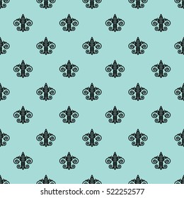 Fleur de Lis background texture. Black and limpet shell color. Seamless pattern. Vector illustration