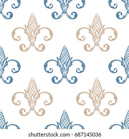 Fleur de Lis background texture. Seamless pattern. Vector illustration