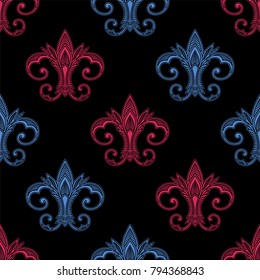 Fleur de Lis background texture. Seamless pattern. Vector illustration