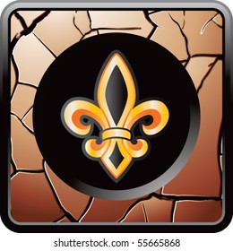 fleur de lis bronze cracked web button