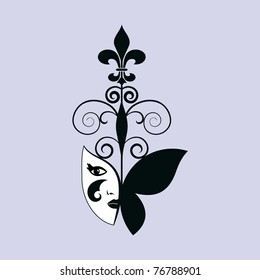 Fleur de lis-Schmetterlingsmaske (separate Stücke)