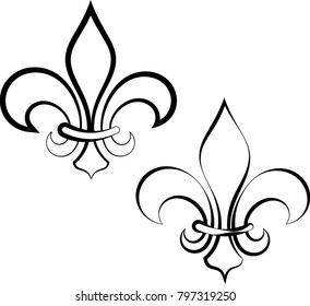 Fleur De Lis Calligraphic, Fleur-De-Lys Or Flower-De-Luce, The Decorative Stylized Lily Vector Art Illustration