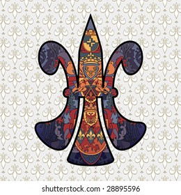  Fleur de lis design on regular seamless pattern