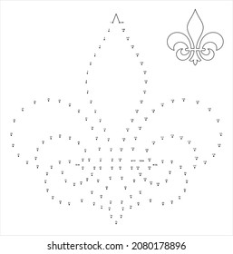 Fleur de Lis Dot to Dot, Fleur-De-Lys oder Blume-De-Luce, die dekorative Lily-Vektorgrafik