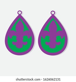 Fleur de lis earrings template. Tear drop Vector for cutting machines.